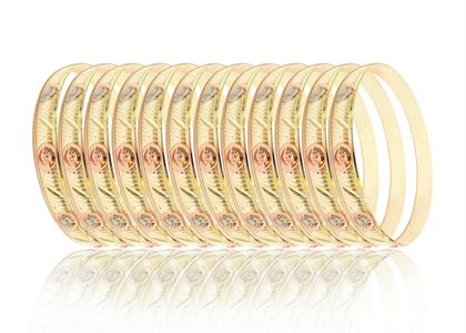 Diamond Cut 3 Tone plated Bangles